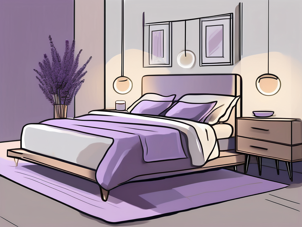 A serene bedroom environment with a dimmed lamp