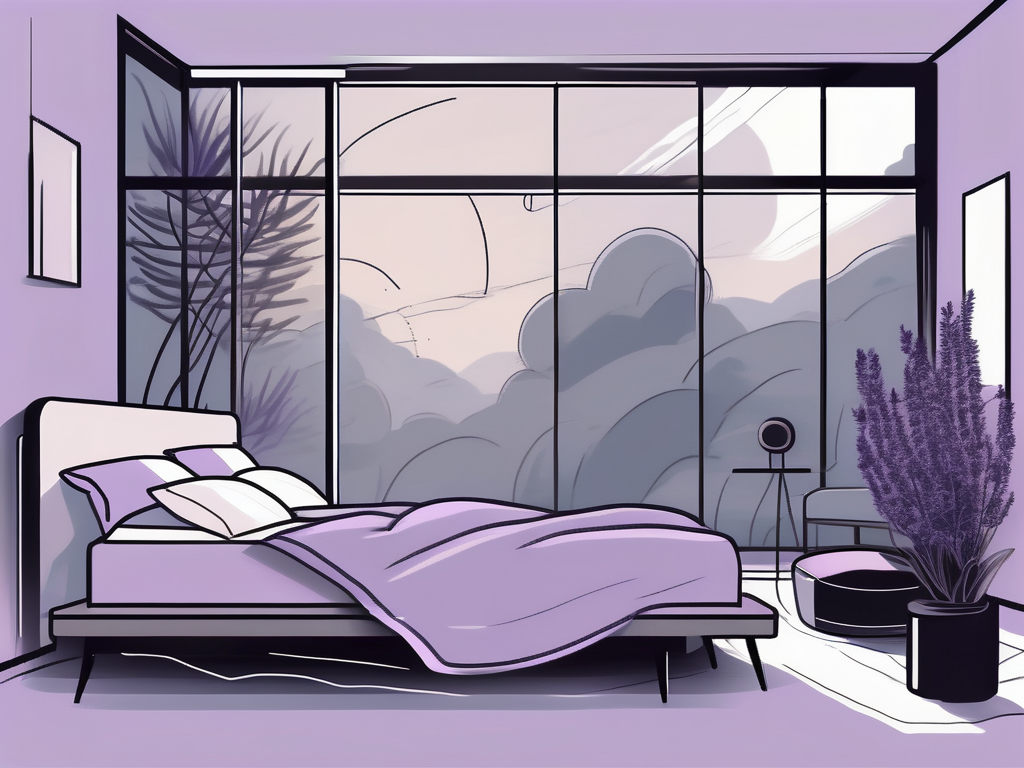 A serene bedroom environment with a comfortable bed