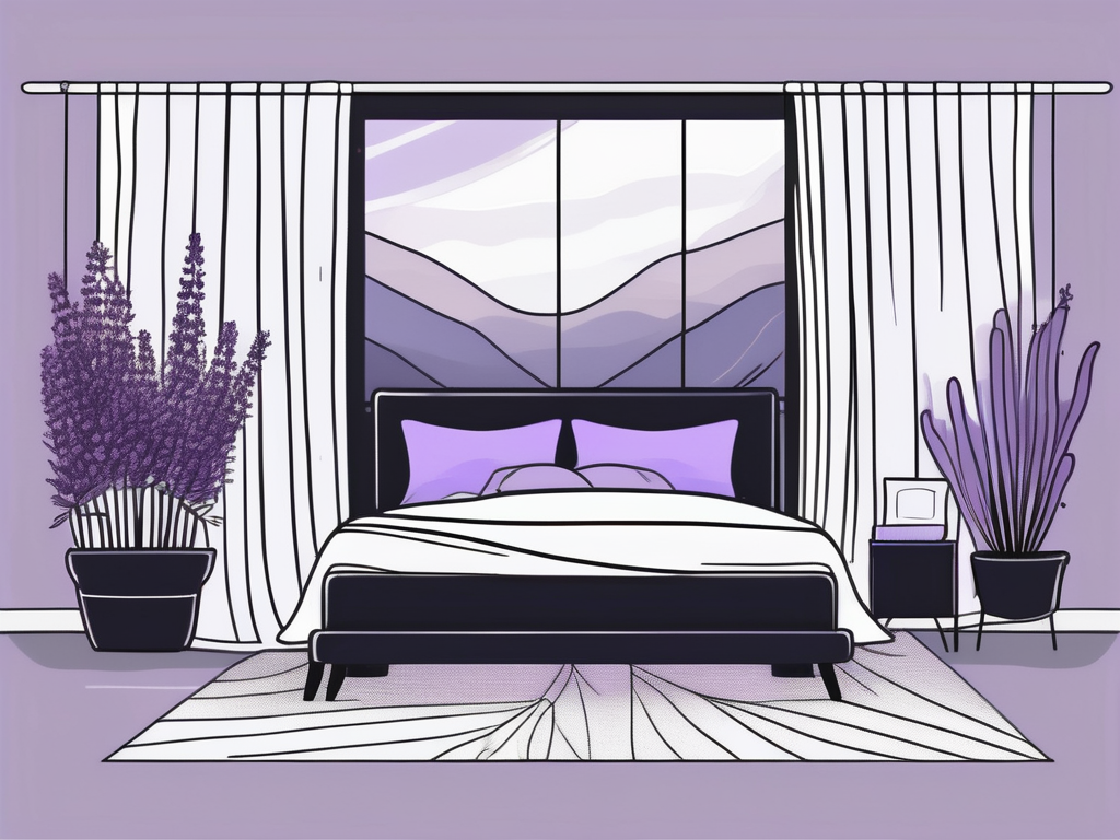 A serene bedroom environment with a comfortable bed