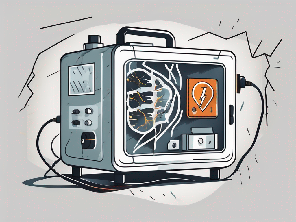 A sleep apnea machine with symbolic visual elements like a broken gear