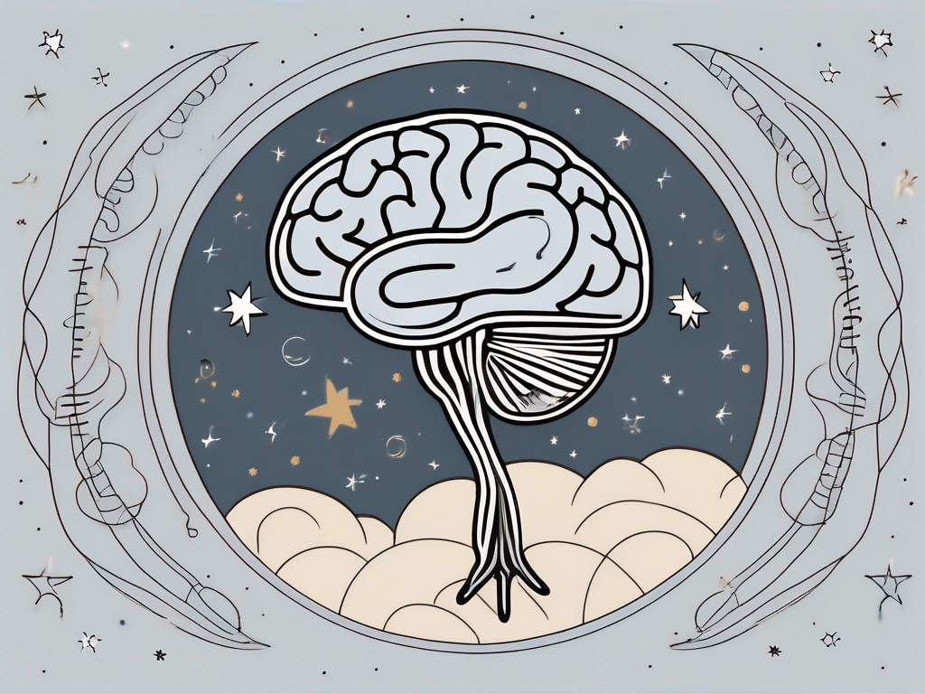 The human brain highlighting the oculo motor nerve with a moon and stars in the background to symbolize sleep